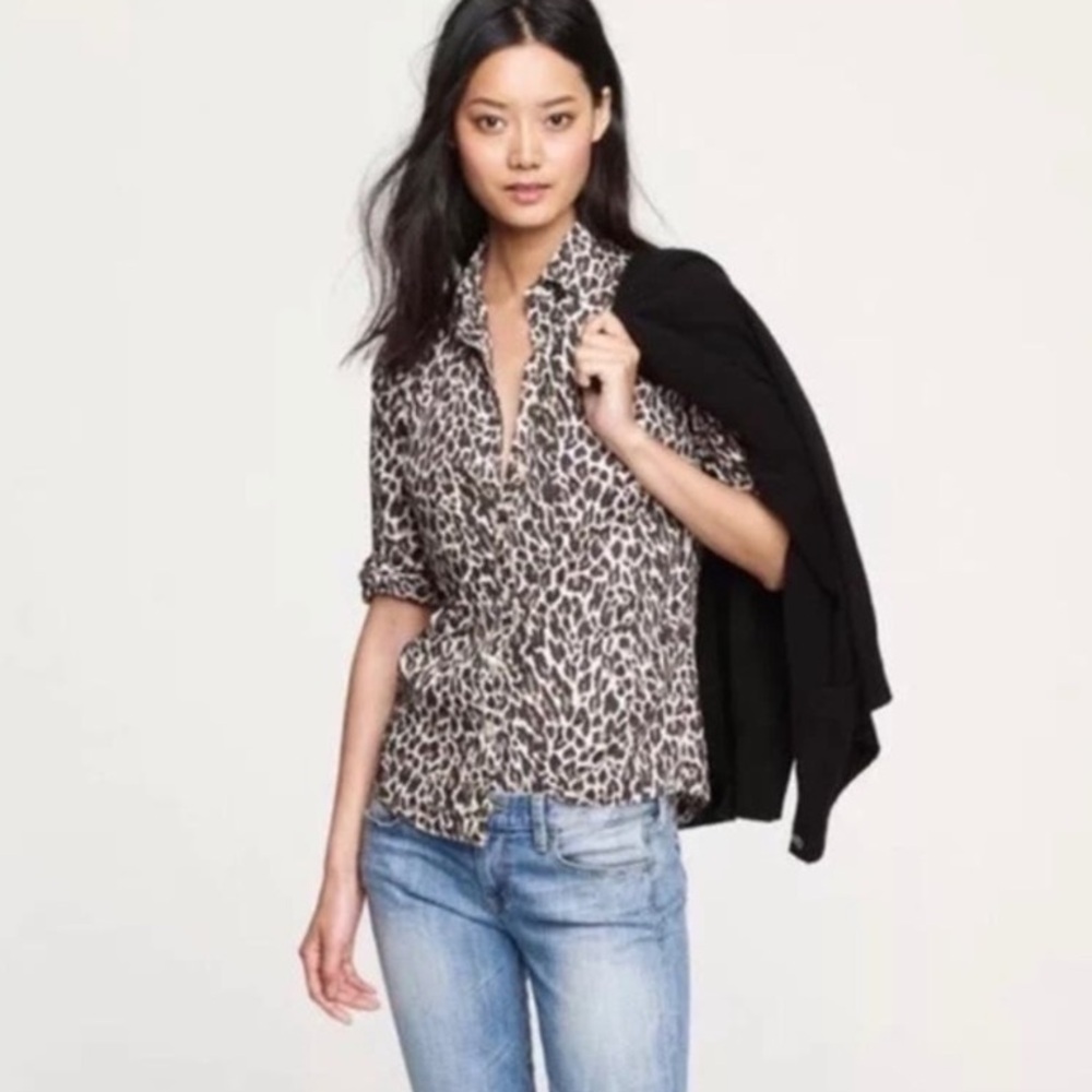 J.Crew The Perfect Shirt, animal print, small